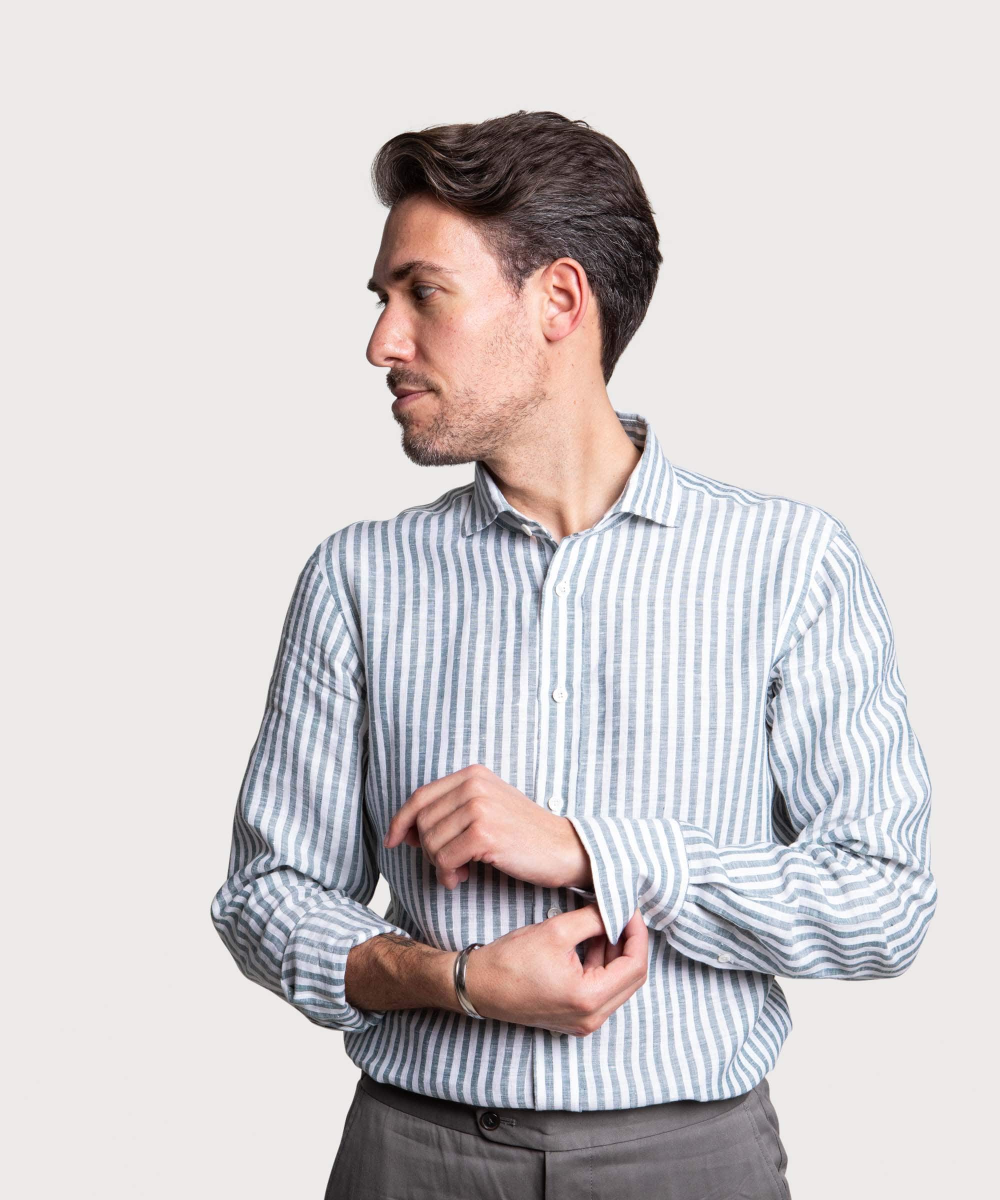 Bold Striped Linen Shirt - Image 7